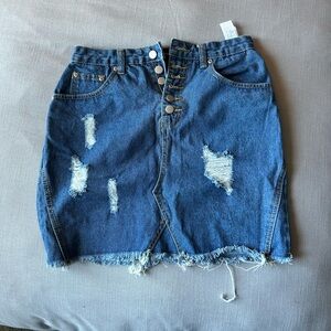 Denim Distressed Skirt